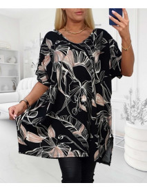 VEĽKÁ VZOROVANÁ BLÚZKA PRE MOLETKY - OVERSIZE - ESMIRA - výstrih do V